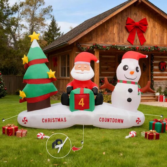 🆕6FT Christmas Inflatable Countdown Tree Santa Claus Snowman Outdoor Decoration - Picture 7 of 8